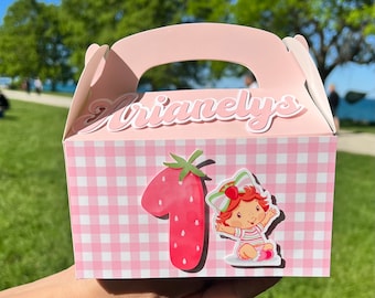 Strawberry Favor Boxes, Baby Strawberry Gable Box, Party Favor Boxes, Sweet One Treat Box, Berries Favor Box