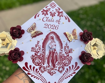 Talavera Custom Graduation Cap Topper, Virgen Gradution Topper, Custom Graduation Cap