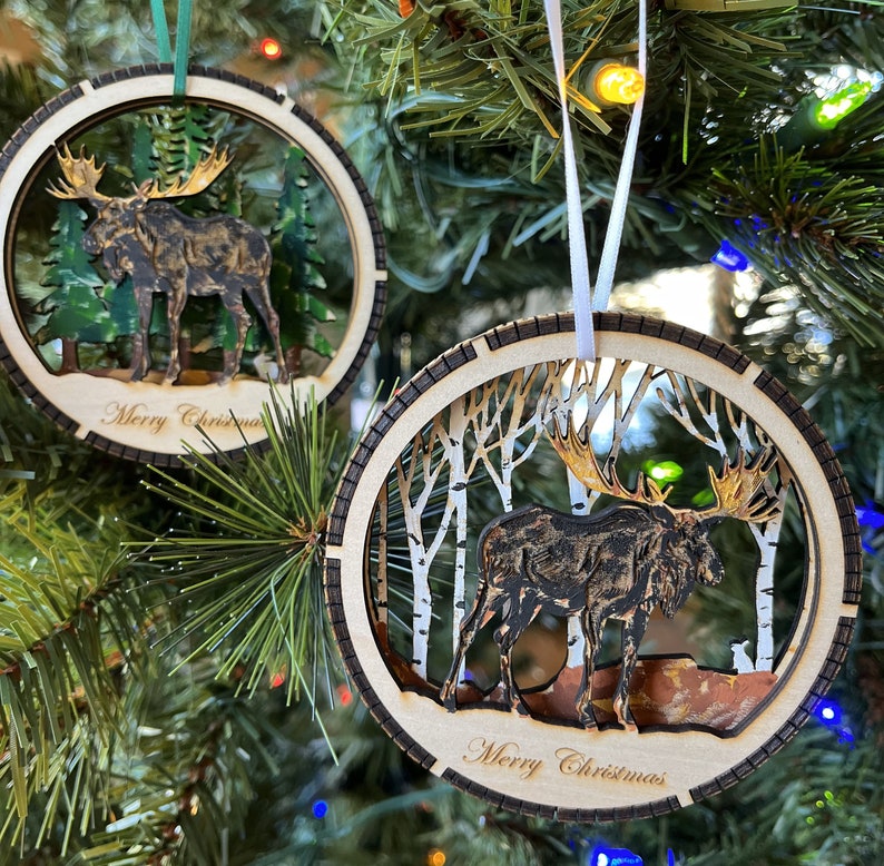 Moose 3D Christmas Ornament, Layered Moose, Wildlife Christmas Ornament