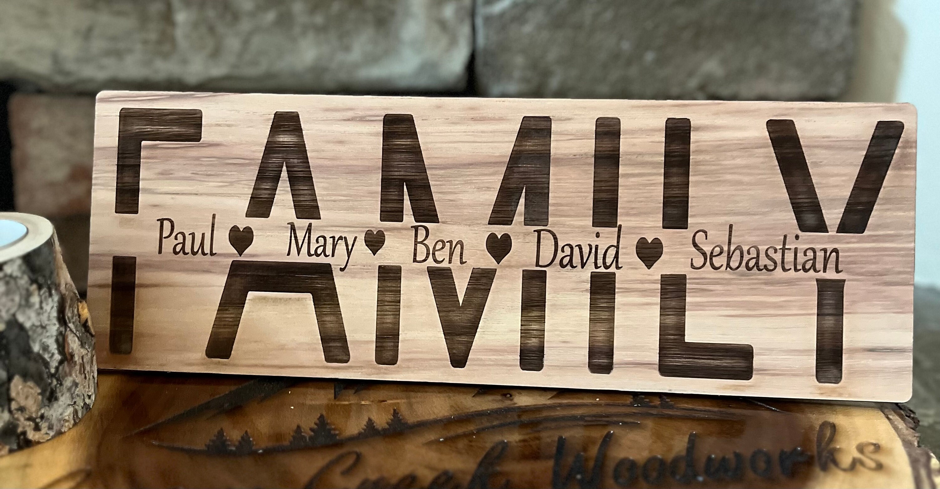 Custom Family Wood Sign, Engraved Name Gift - Etsy
