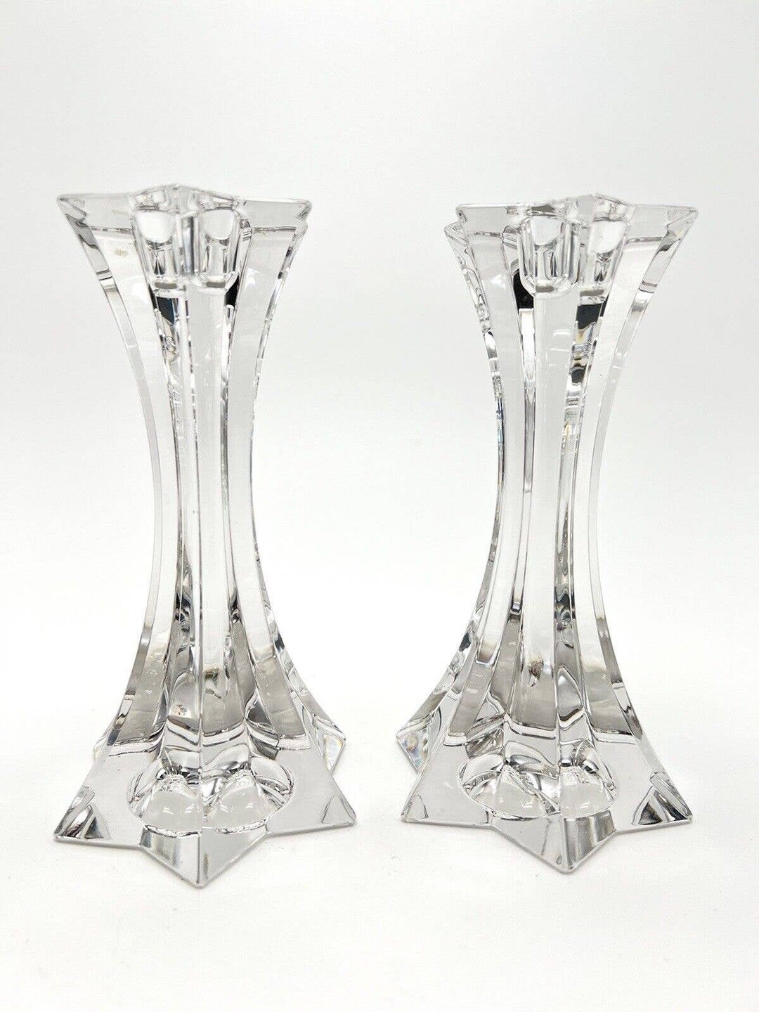 Mikasa Crystal Candlesticks Vintage Pair Art Deco Style Made in Austria
