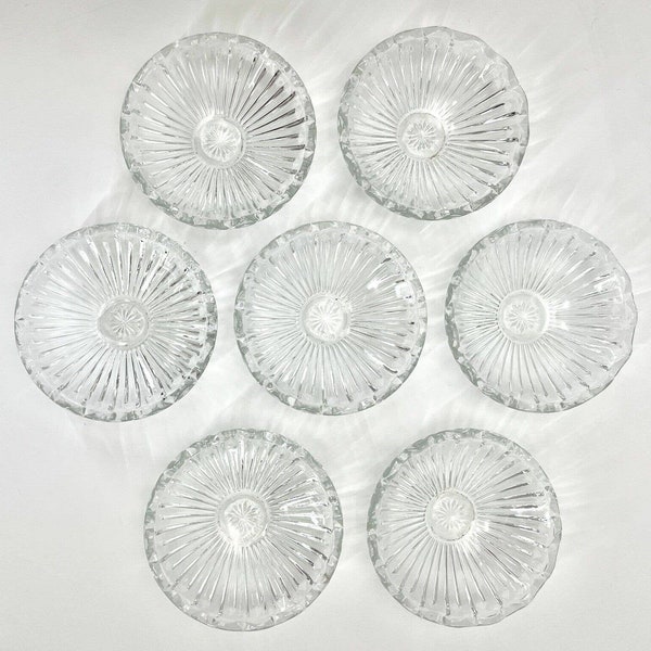 KIG Malaysia Fleur de Lis Pressed Glass Small Bowl 4” Set of 7