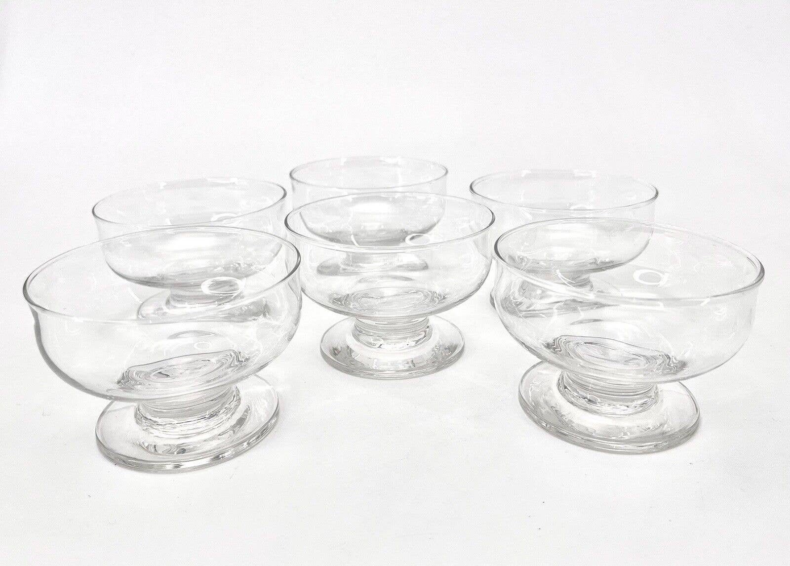 Set of 6 Vintage Short Pedestal Stem Clear Glass Dessert Sherbet