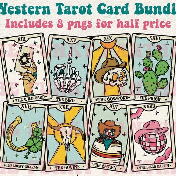 Western Tarot Card Bundle, western cards, western bundle, cowgirl bundle, sublimation download png