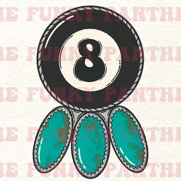 Eight ball png, turquoise png, western png, turquoise eight ball png, turquoise jewelry png, punchy png, cowgirl png, sublimation download