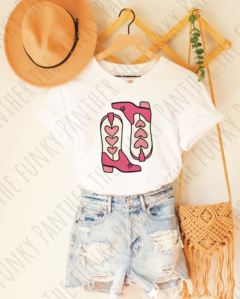 Pink Heart Cowboy Boots Western PNG, Disco Cowgirl, Pink Western