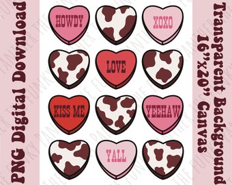Western Candy Heart PNG, coração de conversa ocidental png, coração com estampa de vaca, dia dos namorados ocidental, coração com estampa de vaca rosa, download de sublimação