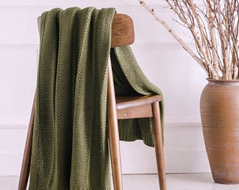 Knitted Green Throw Woven Beautiful Throw Decorative Gifts for Her Christmas Gift Armchair Throw Warm Style Throws Fringe Hand Knitted Throw