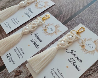 Custom Macrame Key Chain |  Pearl Keychain | Personalized Keychain | Boho Style | Personalized Gifts | Bridesmaid Gifts