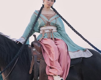 馬卡龍 / MAKALONG / MACARON - Hanfu, Północna Dynastia, 4-częściowy zestaw, Oryginalne wzory Hanfu, Wykonane na zamówienie