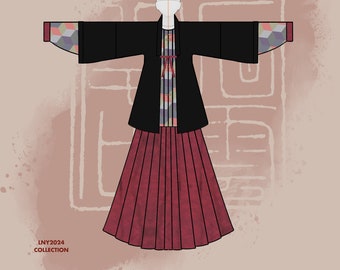 山染黛 / SHANRANDAI / SIERRA - Hanfu, Ming Dynasty, 3-Piece Set, Original Hanfu Designs Made Tailored to Custom Measurement Preorder