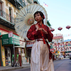 海霞紅 / HAIXIAHONG / AQUAREL - Hanfu, Song-dynastie, 2-delige set, originele Hanfu-ontwerpen, op maat gemaakt