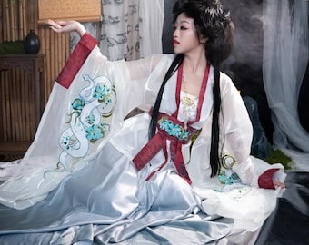 白素貞/ BAI SUZHEN / SPIRIT - Hanfu, Northern Dynasty, 4-Piece Set, Original Hanfu Designs Made Tailored to Custom Measurement Preorder