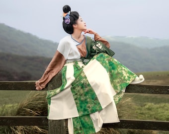 青梅竹馬 / QINGMEIZHUMA / AMIE - Hanfu, dynastia Tang, 4-częściowy zestaw, oryginalne wzory Hanfu, wykonane na zamówienie