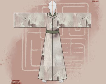 海誓 / HAISHI / PELAGOS - Hanfu, Dynastia Song, 3-częściowy zestaw, Oryginalne wzory Hanfu, Wykonane na zamówienie