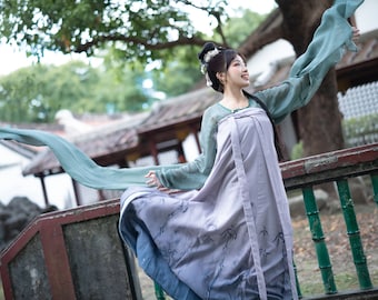 女英 / NUYING - Hanfu, dynastia Tang, 3-częściowy zestaw, oryginalne wzory Hanfu, wykonane na zamówienie