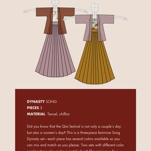 蕙質蘭心 / HUIZHI LANXIN / ORCHID - Hanfu, Song Dynasty, 3-Piece Set, Original Hanfu Designs Made Tailored to Custom Measurement Preorder image 2