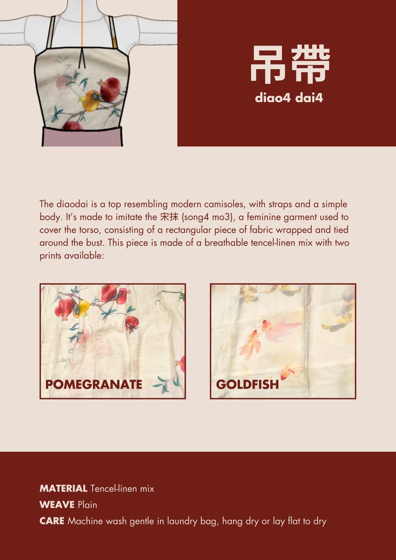 蕙質蘭心 / HUIZHI LANXIN / ORCHID - Hanfu, Song Dynasty, 3-Piece Set, Original Hanfu Designs Made Tailored to Custom Measurement Preorder 吊帶/Diaodai/Camisole