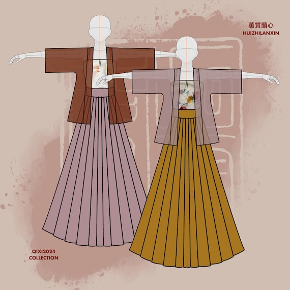 蕙質蘭心 / HUIZHI LANXIN / ORCHID - Hanfu, Song Dynasty, 3-Piece Set, Original Hanfu Designs Made Tailored to Custom Measurement Preorder