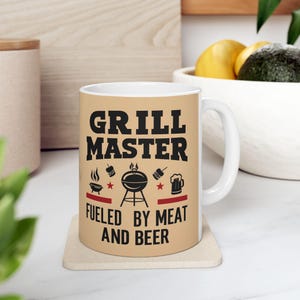 Grill Master Ceramic Mug - Fun Gift for BBQ Lovers, Father&#39;s Day, Birthdays, Cooking Enthusiasts, Kitchen Decor, 11oz