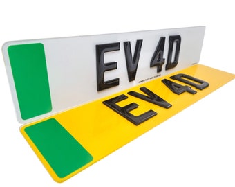 4D Gel Number Plates: UK Road Legal, Electric Car, Front & Back (Pair)