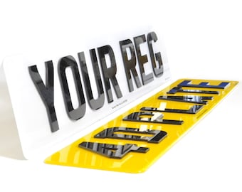 4D Number Plate 3mm Acrylic UK Car Registration Road Legal Front and Back Pair
