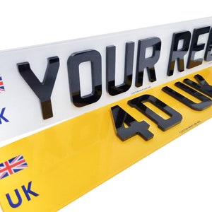 5mm 4D Number Plates 100% Road Legal Gloss BLACK - Foto 6