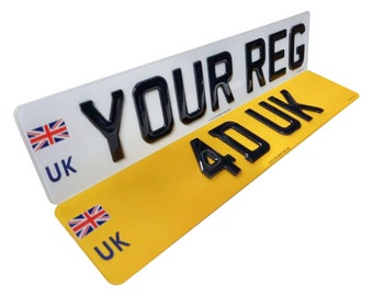4D Gel Number Plates: UK Road Legal Car Registration (PAIR)