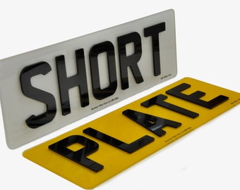 UK 4D Acrylic Number Plates: Short 6-Digit Car Reg Plates