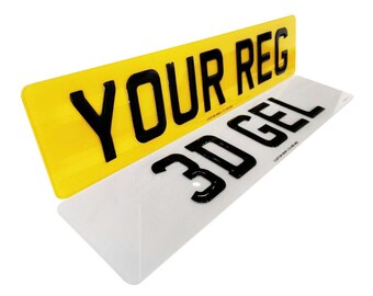 3D Gel Number Plates UK Reg Road Legal Gloss Black 4d Pair- Front & Rear