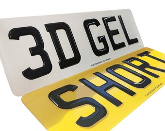 3D Gel Number Plates: Short 5 Digit UK Road Legal