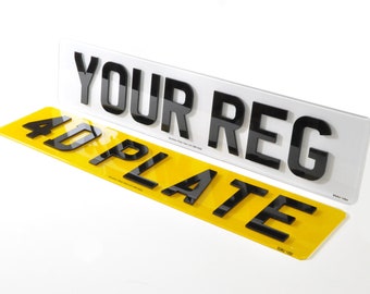 Single 4D Number Plates UK Road Legal 3MM Acrylic FRONT or REAR