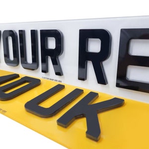 5mm 4D Number Plates 100% Road Legal Gloss BLACK - Foto 9