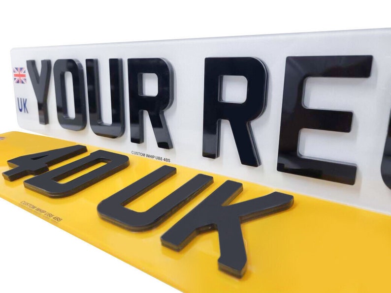 5mm 4D Number Plates 100% Road Legal Gloss BLACK - Foto 7