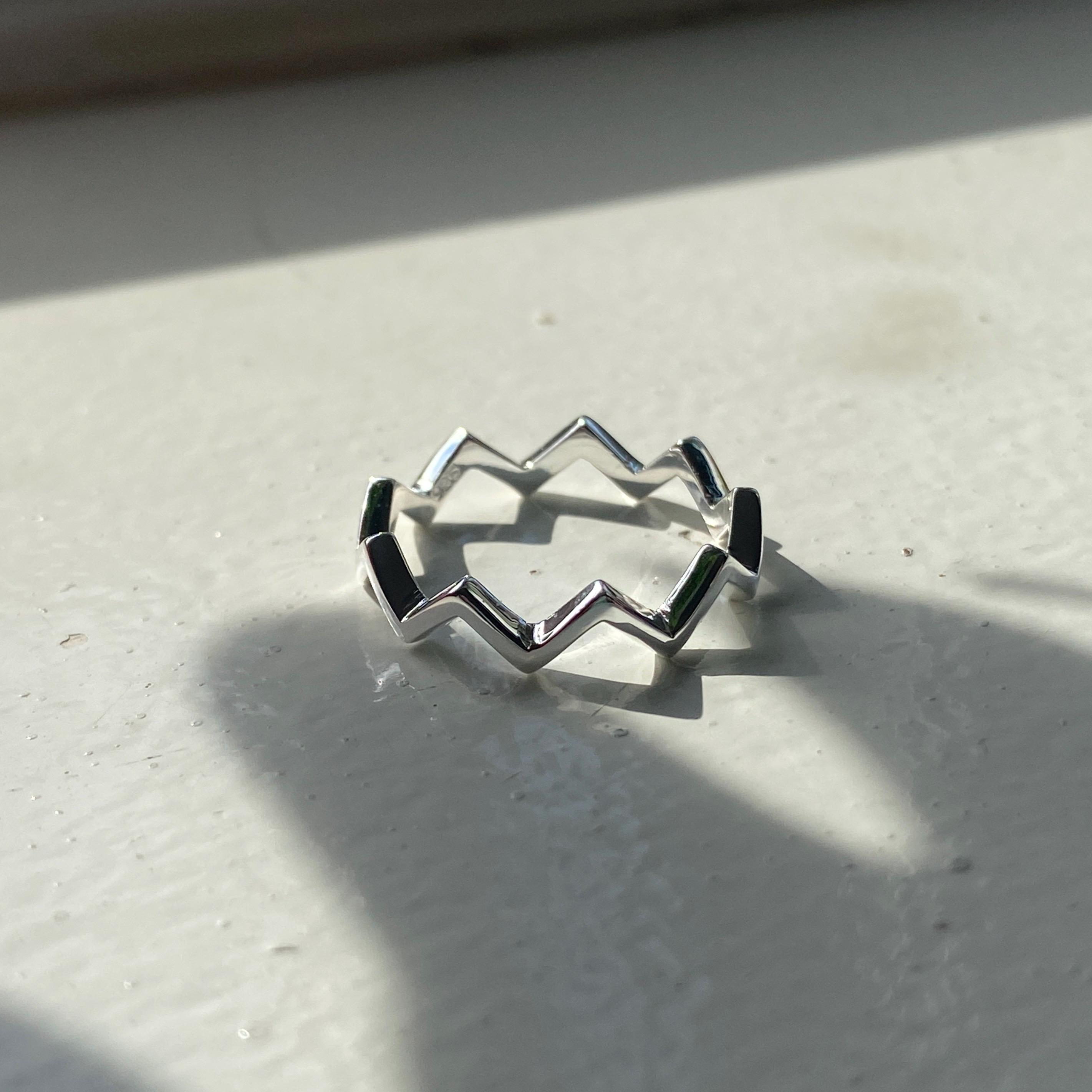 レディース PANDORA ジグザグデザイン シルバーリング