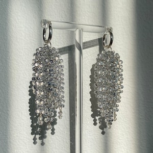 Chandelier Beaded Earrings -Cascade- / Waterfall Earrings, Wedding Earrings, Party Earrings, Sterling Silver Hoops, Dangle Earrings