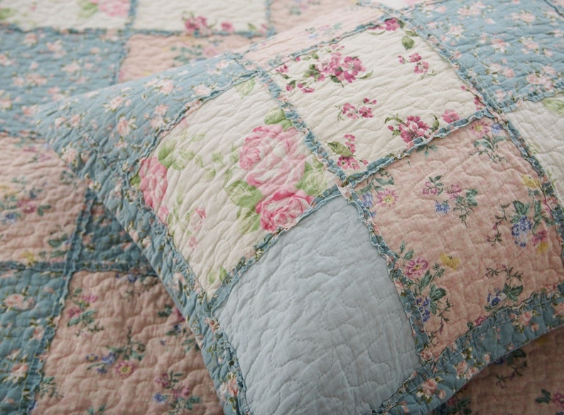 Floral Garden Patchwork Quilt Set Vintage Washed Cotton Etsy