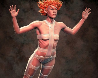 STL 3d printing Leeloo Fifth Element Milla Jovovich figurine miniature fanart art collectibles character female digital file download woman