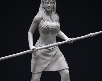 Gabrielle Warrior Princess Figurine: 3D Printing STL File (250mm, 9 Parts)