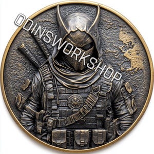 u- Das Söldnerleben, Samurai Oni. 3D Laserschnittdatei, 3D Laser Lasergravur mit beidseitiger Gravur. Münzkarte