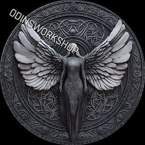 u- Angel of Death 4K PNG & STL 3d Prägedateien, Faserlasergravur Designs, Münzgravur Tiefenkarte Laserschnitt Dateidesign. EDZ