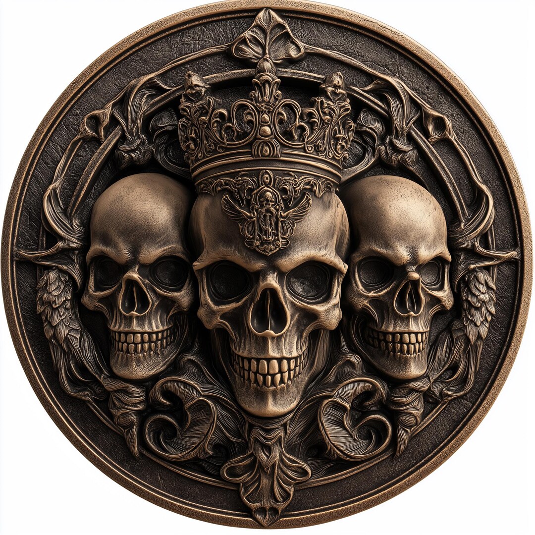 Skull Coin 3D Embossing File: Laser Engraving Design (PNG Digital ...