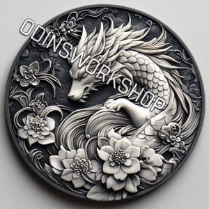 Shinto Fox Coin 3D Embossing File: Japanese Kitsune Laser Engraving Design