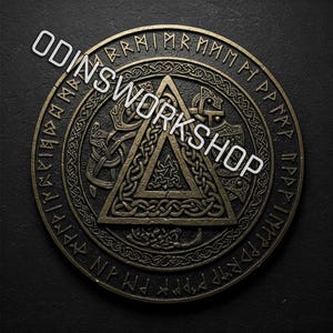 Viking Shield Coin 3D Embossing Design: Fiber Laser Engraving Files (PNG)