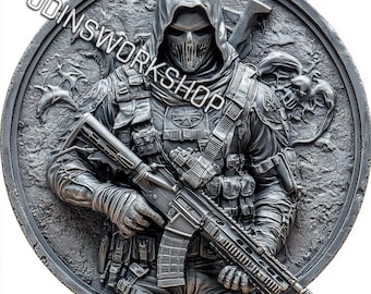 Merc Life Coin 3D Embossing File: Tactical Laser Engraving Design