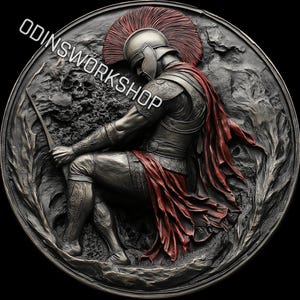 U- De Spartaanse munt, 4K 3D-reliëfbestanden, ontwerpen voor fiberlasergravure, ontwerp voor dieptekaart muntgravure met lasergesneden bestand. EDC-dieptekaart
