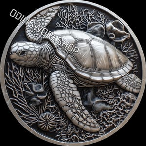 U- Die Meeresschildkröte-HONU 4K PNG + STL 3d Prägedateien, Faserlaser Gravur Designs, Münzgravur Tiefe Karte Laserschnitt Datei Design.
