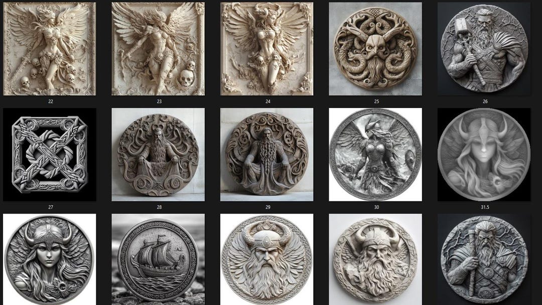 Viking Depth Map PNG Bundle Laser Engraving Designs Etsy