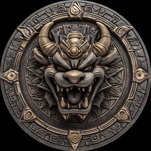 U- The merc life BOWSER Münze 4K PNG 3D Prägedateien, Faserlaser Gravur Designs, Münzgravur Tiefe Karte Laserschnitt Datei Design.