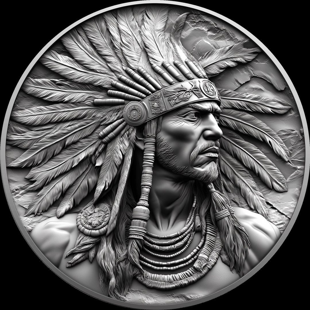 Chief Coin 3D Embossing Design: Fiber Laser Engraving File (PNG) - Etsy